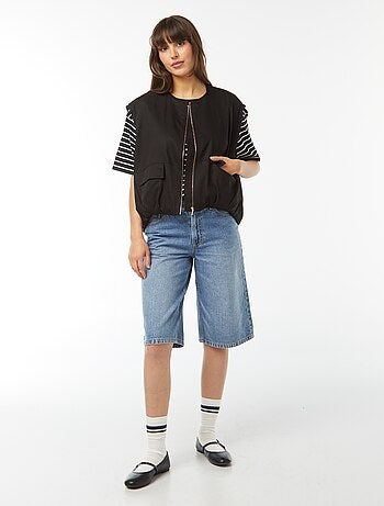 Veste sans manches satinée et zippée