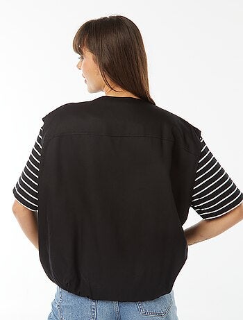 Veste sans manches satinée et zippée