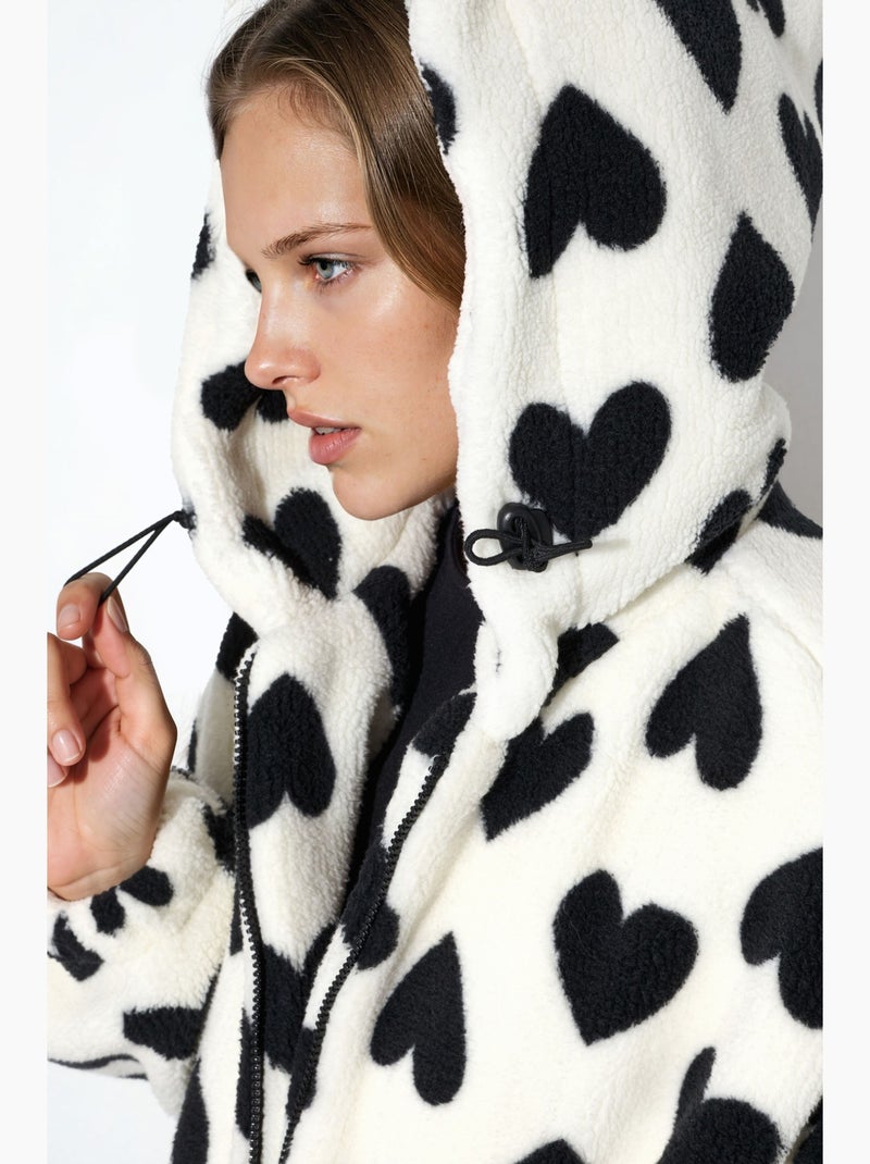 Veste sherpa à motif cœur hiccup Blanc cassé - Kiabi