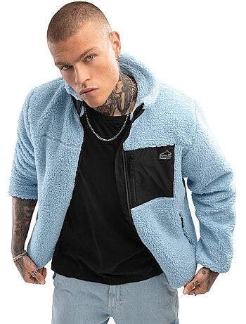 Veste sherpa homme lifestyle homme azure