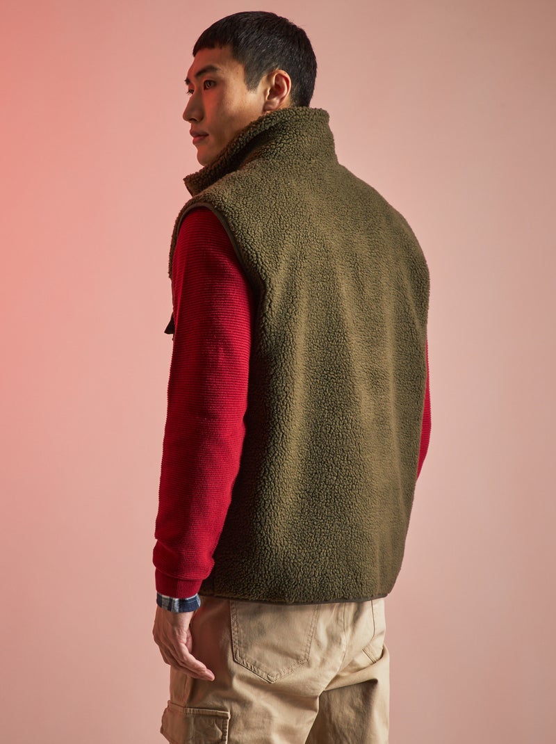 Veste Sans Manches en Sherpa Vert - Billybelt