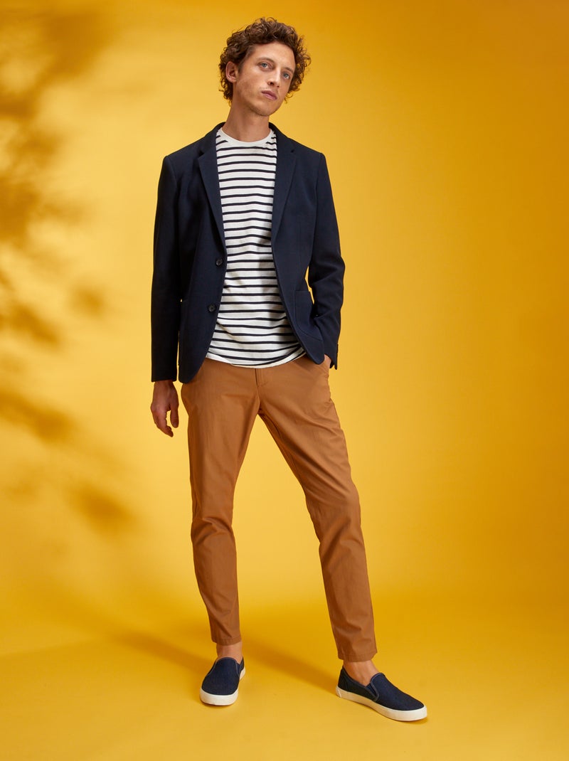 Veste slim en maille piqué Bleu - Kiabi