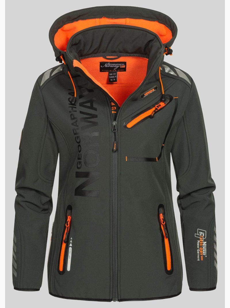 Veste softshell à capuche reine – geographical norway Gris Orange - Kiabi