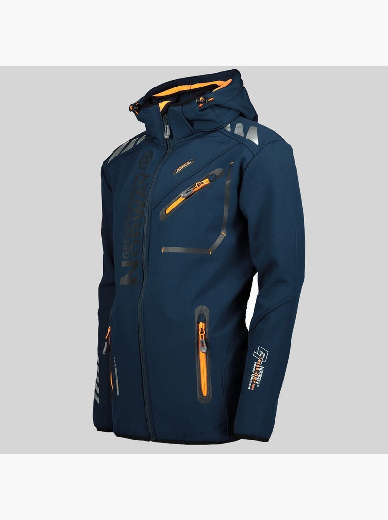 Veste softshell à capuche royaute – geographical norway Bleu marine/Orange fluo - Kiabi