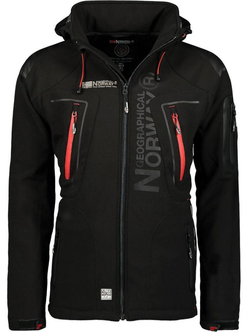 Veste softshell à capuche techno dark – geographical norway Noir Rouge - Kiabi