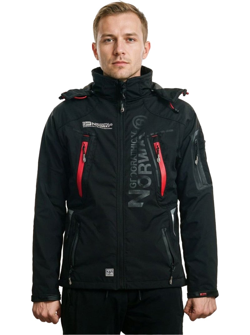 Veste softshell à capuche techno dark – geographical norway Noir Rouge - Kiabi