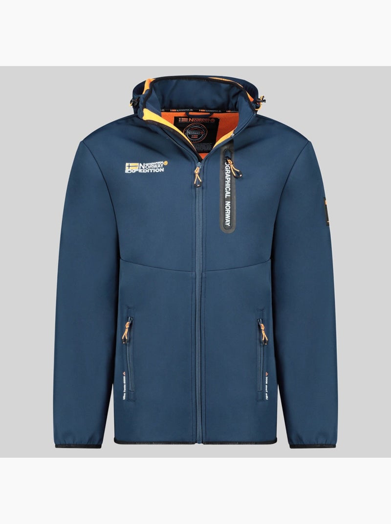 Veste softshell à capuche toxique – geographical norway Bleu marine/Orange fluo - Kiabi