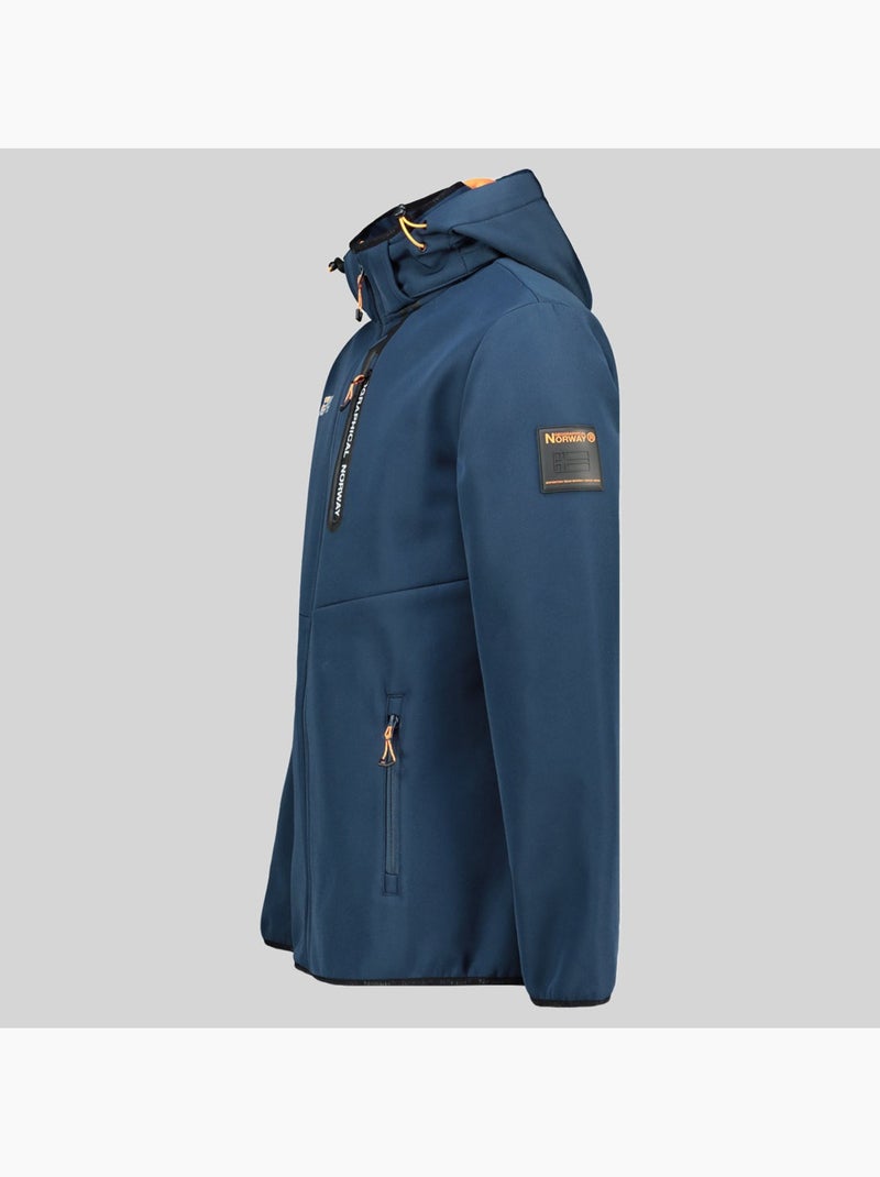 Veste softshell à capuche toxique – geographical norway Bleu marine/Orange fluo - Kiabi