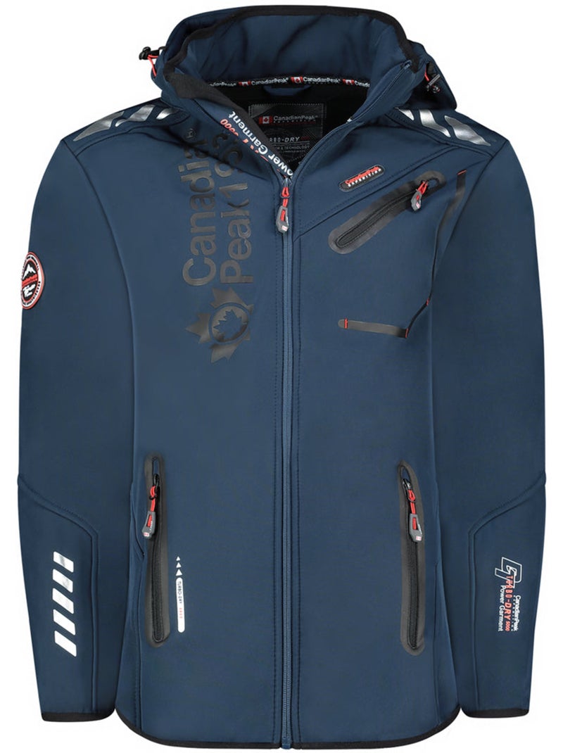 Veste softshell coupe-vent à capuche royauteak – canadian peak Bleu Noir - Kiabi