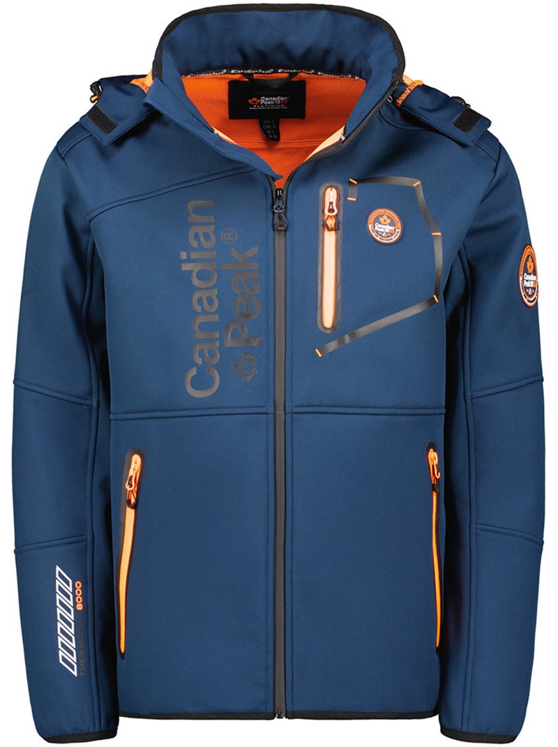 Veste softshell coupe-vent à capuche royauteak – canadian peak Bleu Orange - Kiabi