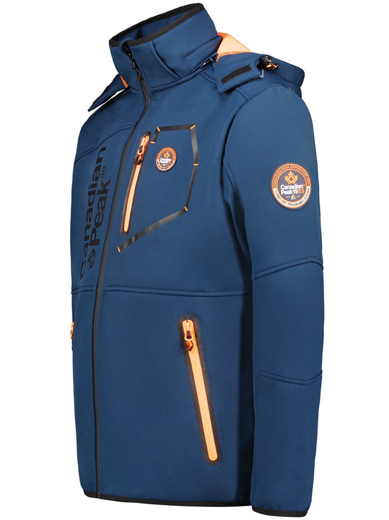 Veste softshell coupe-vent à capuche royauteak – canadian peak Bleu Orange - Kiabi