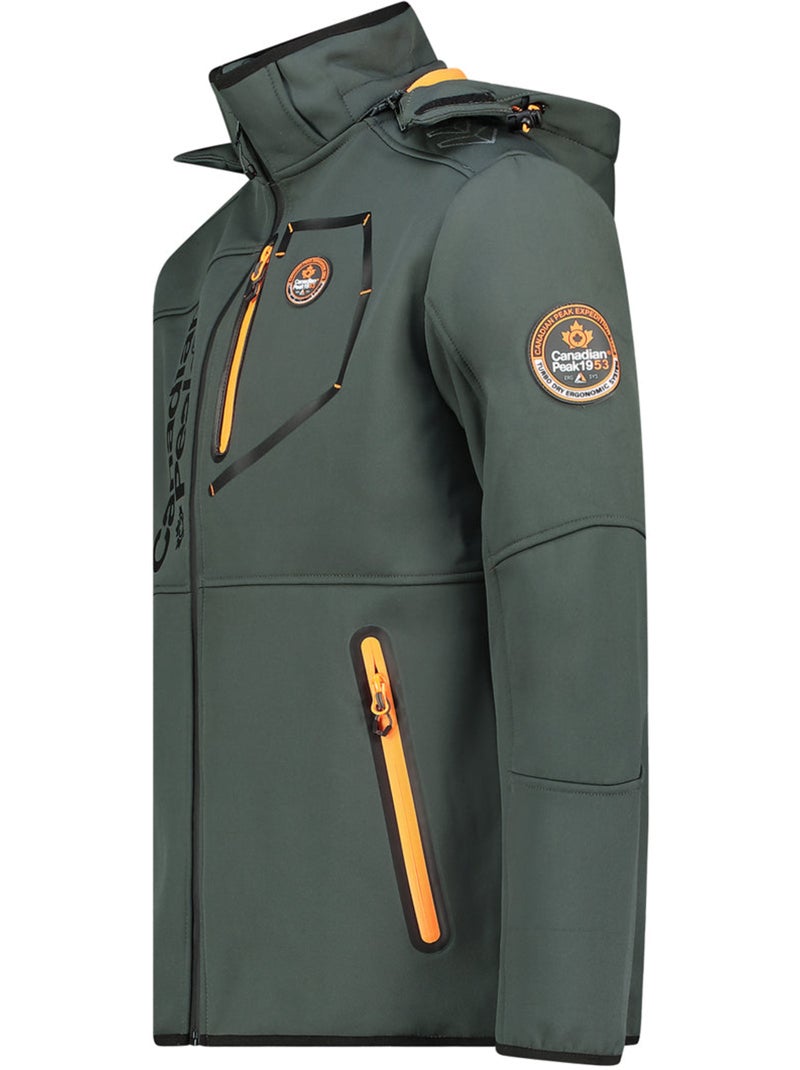 Veste softshell coupe-vent à capuche royauteak – canadian peak Gris Orange - Kiabi