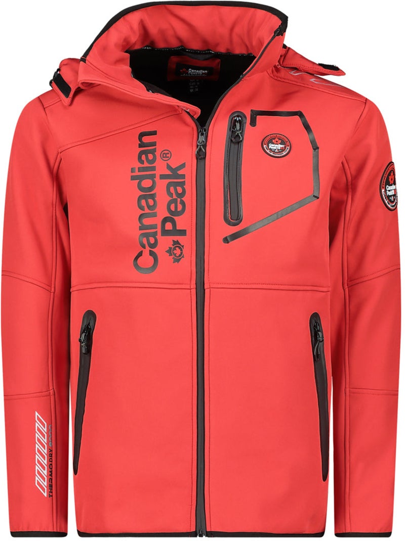 Veste softshell coupe-vent à capuche royauteak – canadian peak Noir Rouge - Kiabi