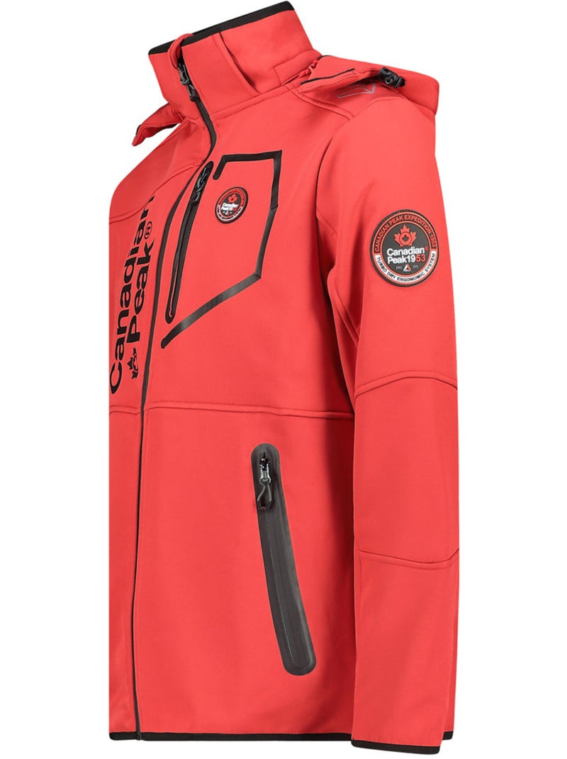 Veste softshell coupe-vent à capuche royauteak – canadian peak Noir Rouge - Kiabi