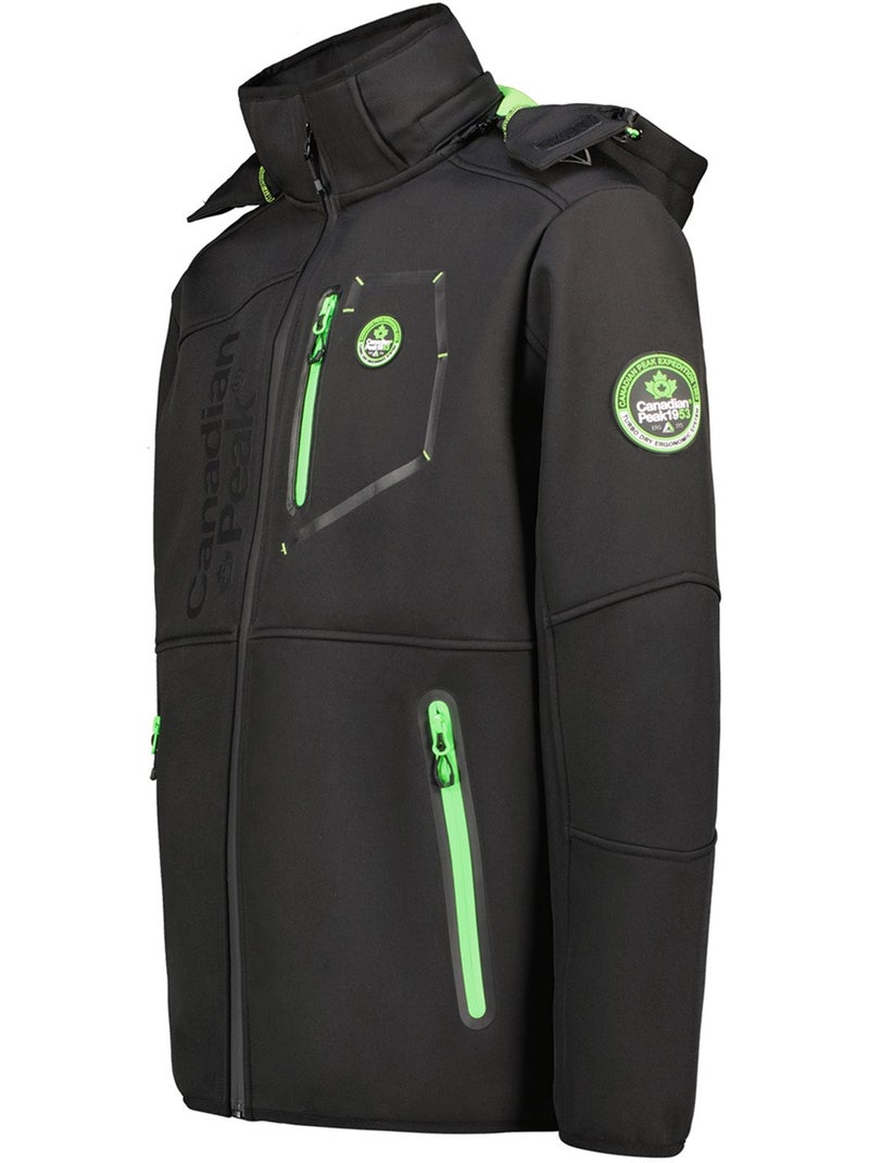 Veste softshell coupe-vent à capuche royauteak – canadian peak Noir Vert - Kiabi
