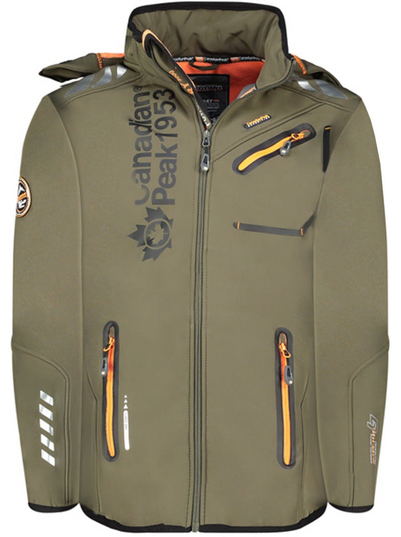 Veste softshell coupe-vent à capuche royauteak – canadian peak Vert/Orange - Kiabi