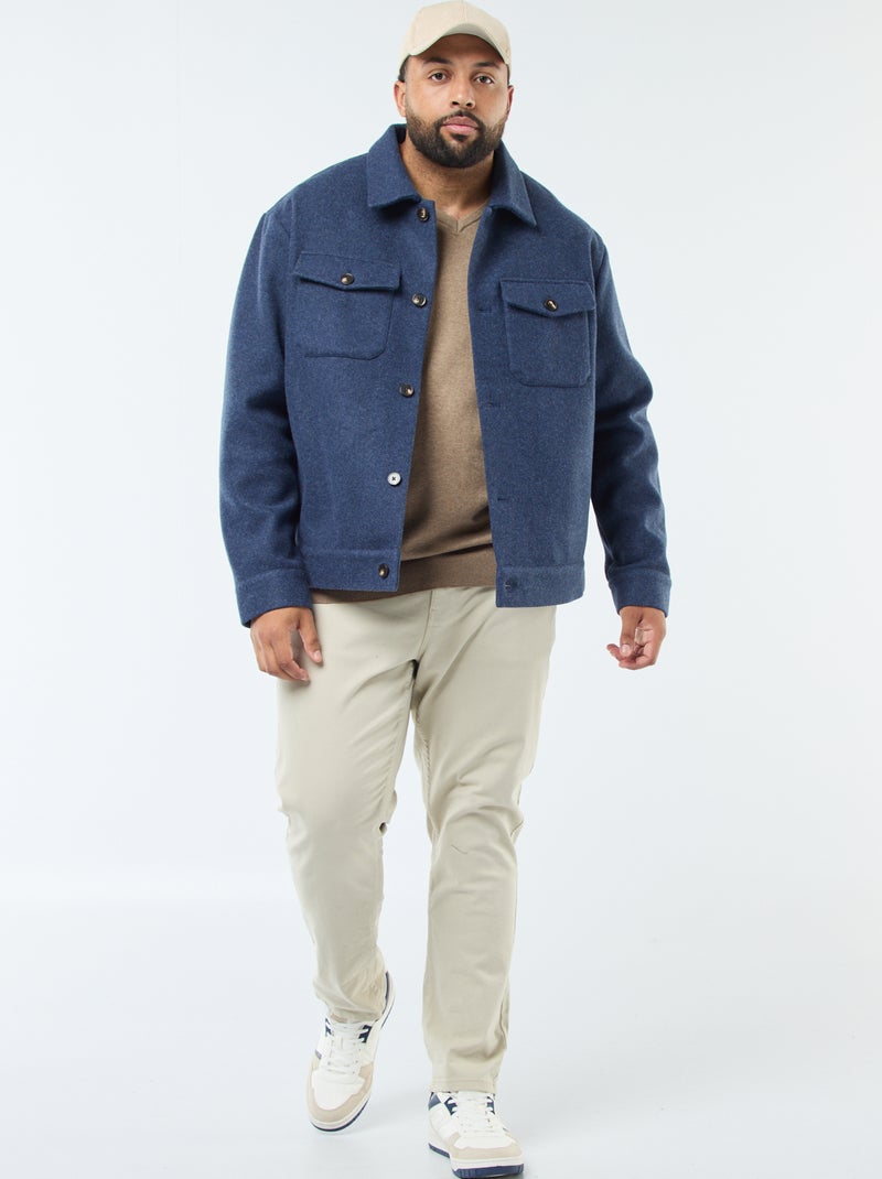 Veste surchemise chaude en laine Bleu - Kiabi
