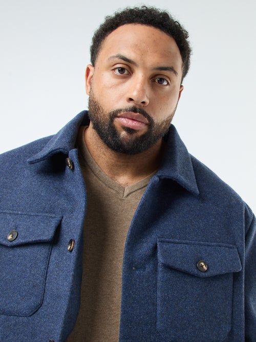 Veste surchemise chaude en laine - Kiabi