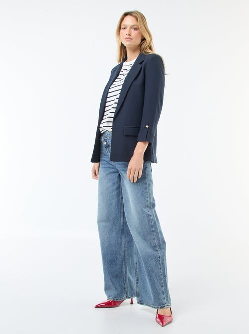 Veste tailleur avec manches 3/4 pans libres - Kiabi