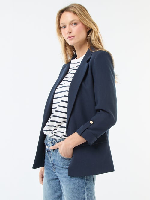 Veste tailleur avec manches 3/4 pans libres - Kiabi