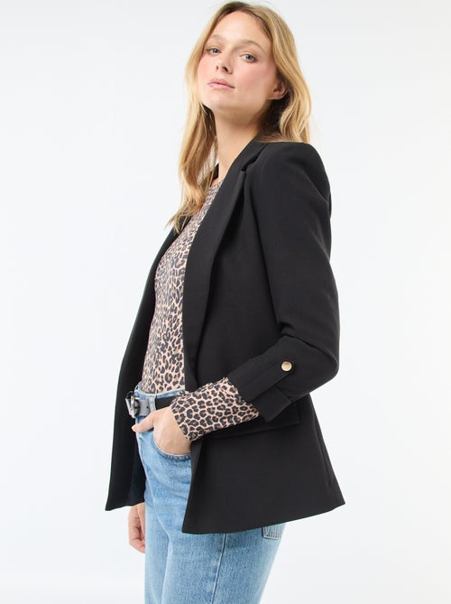 Veste tailleur avec manches 3/4 pans libres - Kiabi