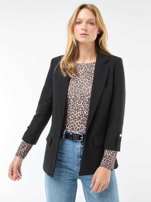 Veste tailleur avec manches 3/4 pans libres - Kiabi