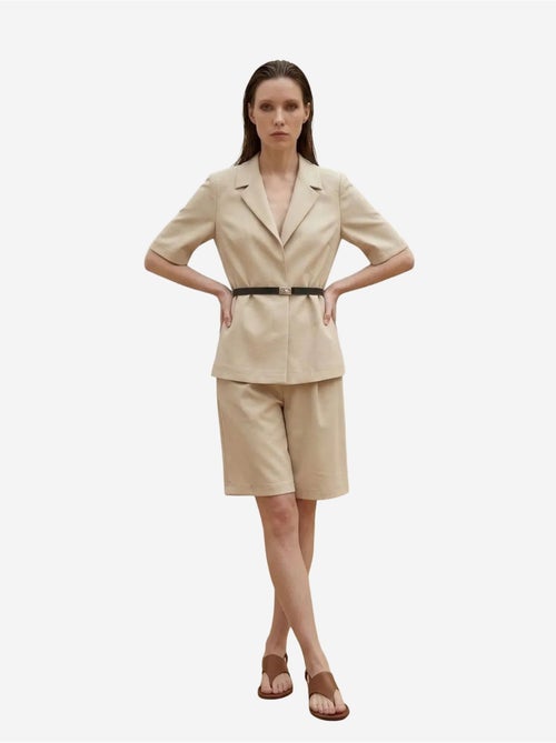 Veste tailleur ceinturée à col châle my fashion - Kiabi