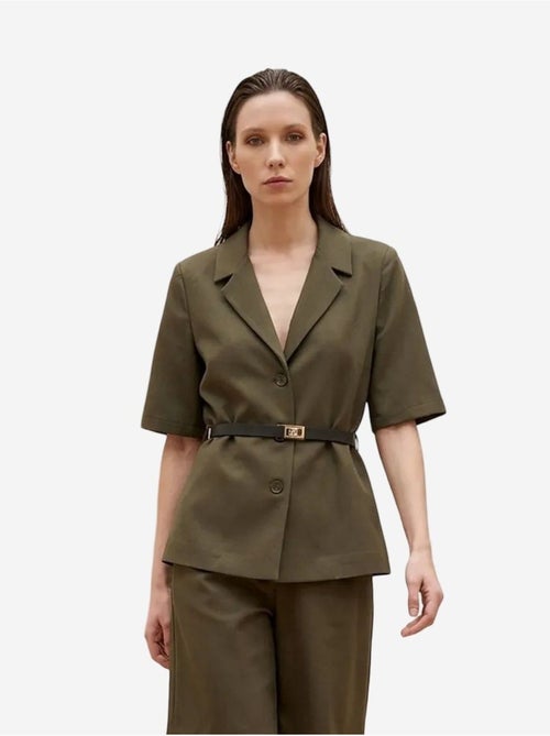 Veste tailleur ceinturée à col châle my fashion - Kiabi