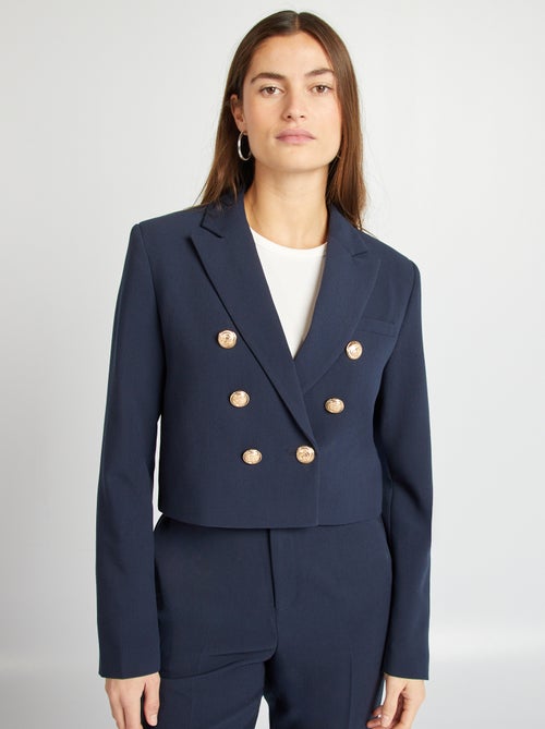 Veste tailleur crop avec boutons brillants - Kiabi