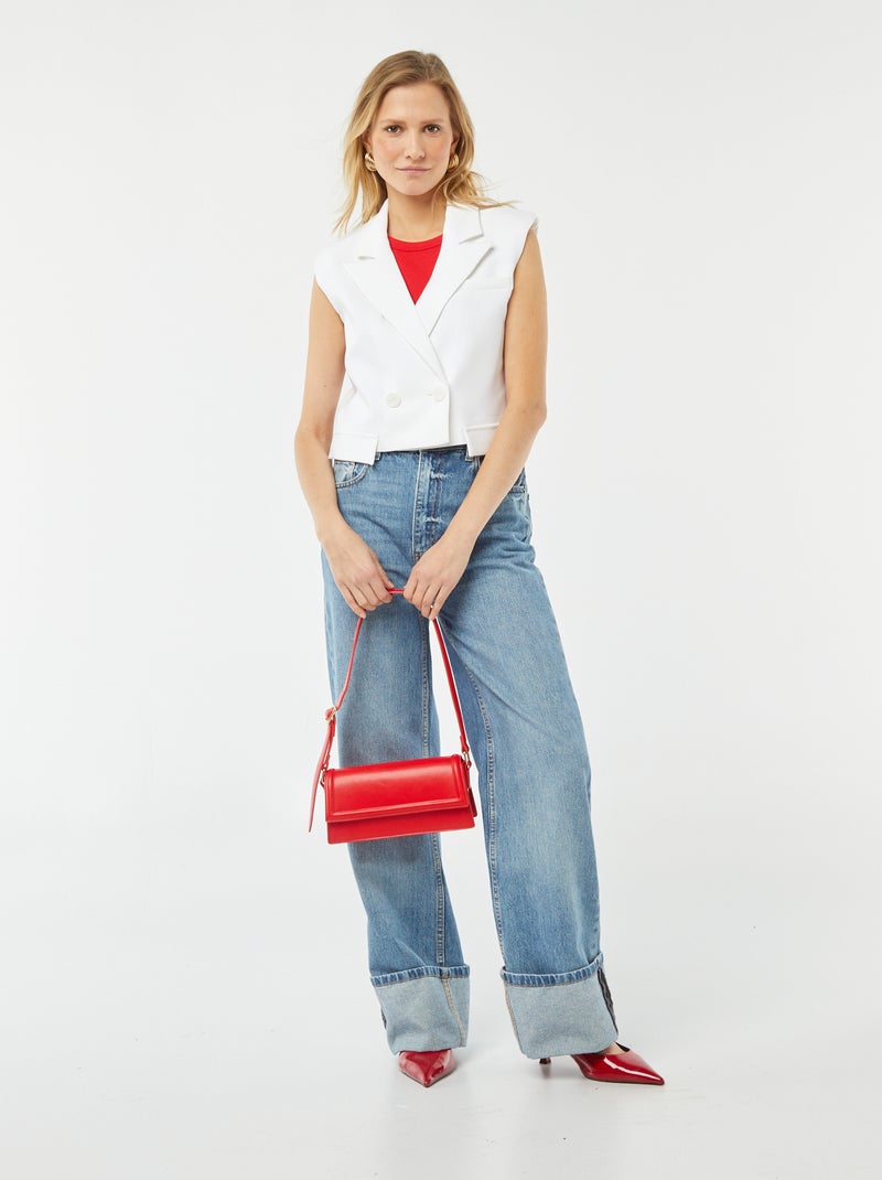 Veste tailleur crop-top  sans manches Blanc - Kiabi