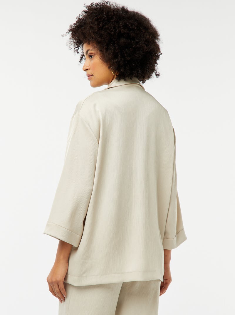 Veste tailleur en matière crêpée avec manches 3/4 Beige - Kiabi