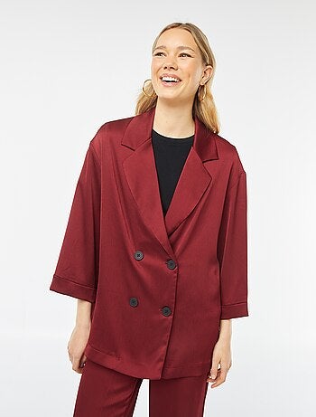 Veste tailleur en matière crêpée avec manches 3/4
