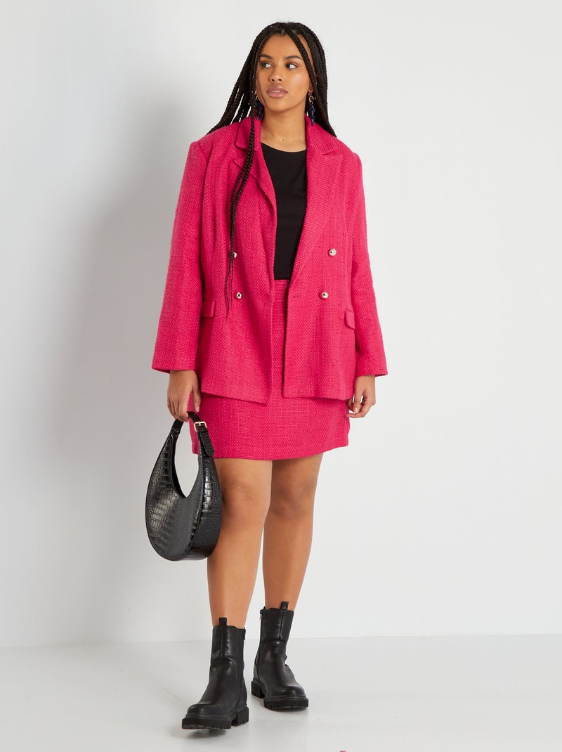Veste tailleur en tweed rose vif - Kiabi