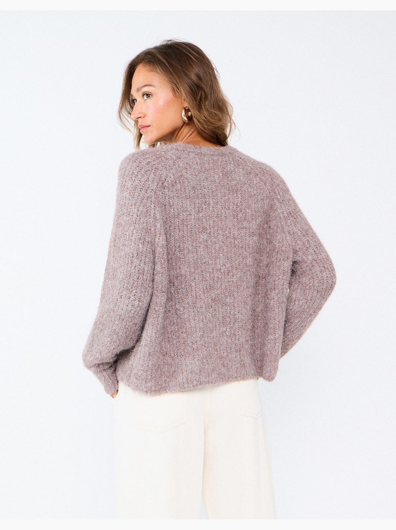 Veste tricotée avec laine, mo fashion Beige - Kiabi
