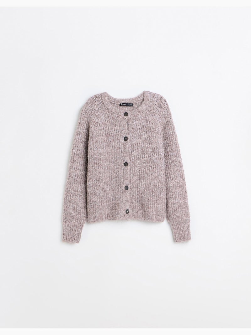 Veste tricotée avec laine, mo fashion Beige - Kiabi