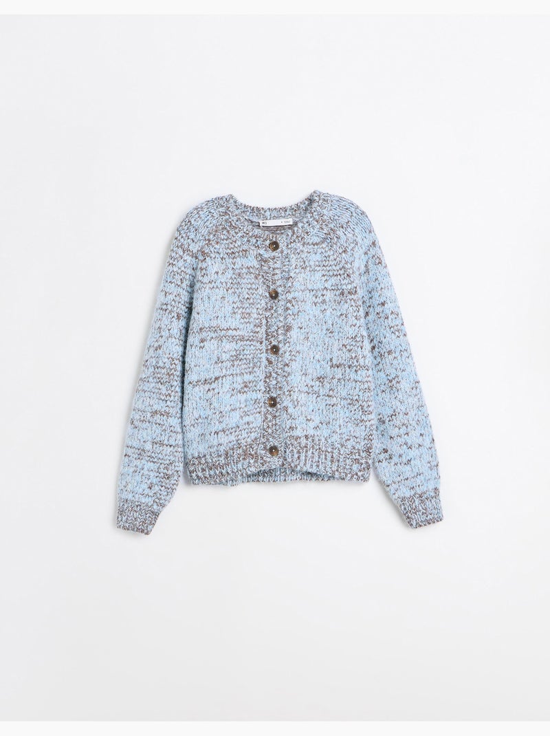 Veste tricotée avec laine, mo fashion Bleu - Kiabi