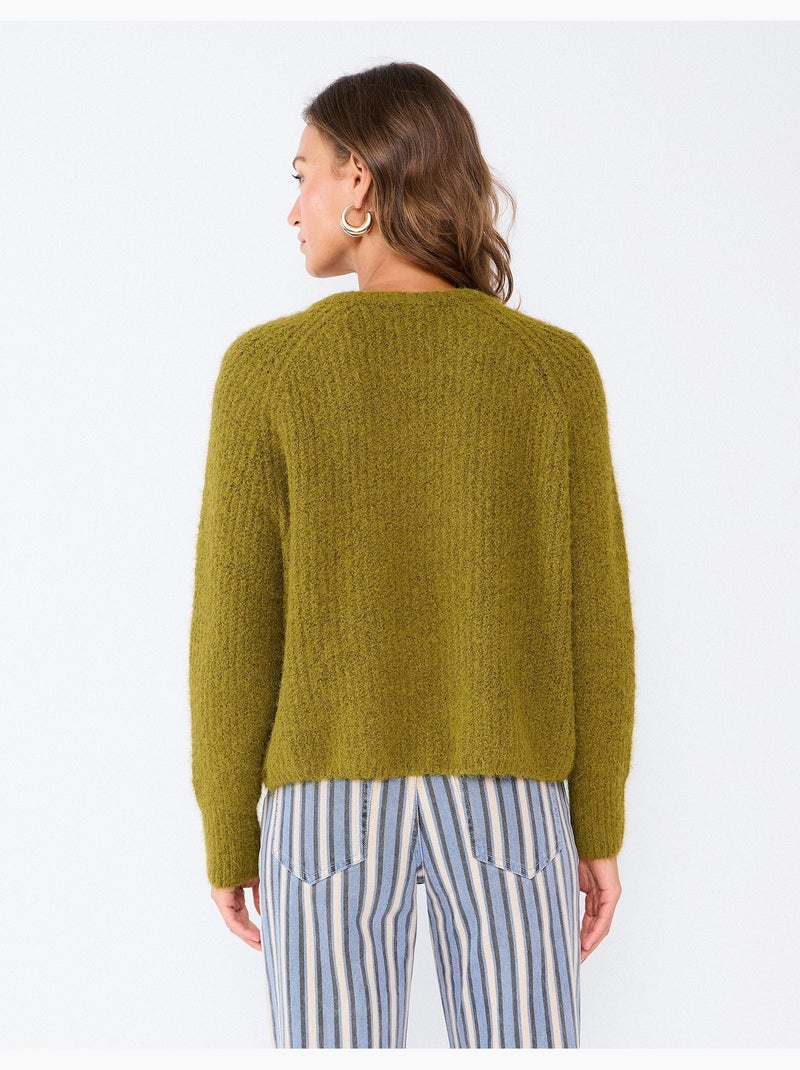 Veste tricotée avec laine, mo fashion Vert - Kiabi