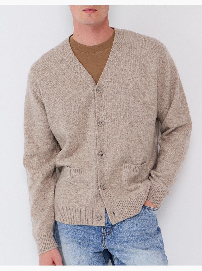 Veste tricotée avec mélange de laine, mo fashion Beige - Kiabi