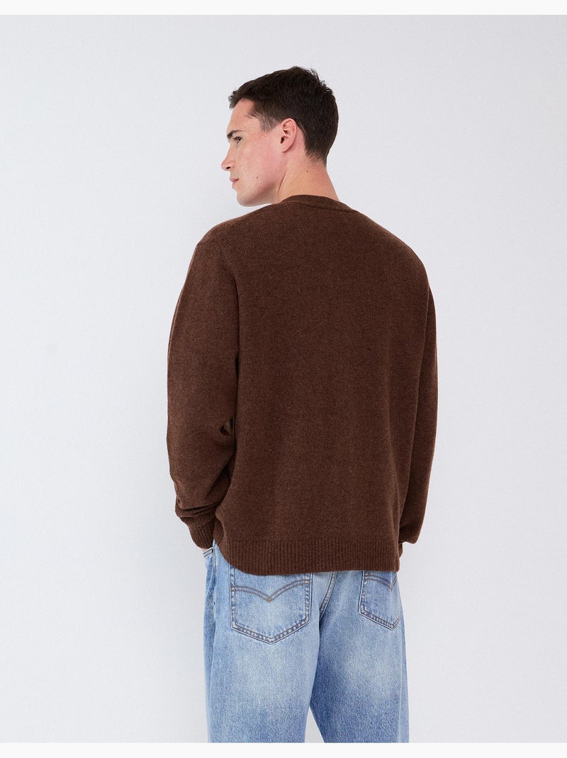 Veste tricotée avec mélange de laine, mo fashion Marron - Kiabi