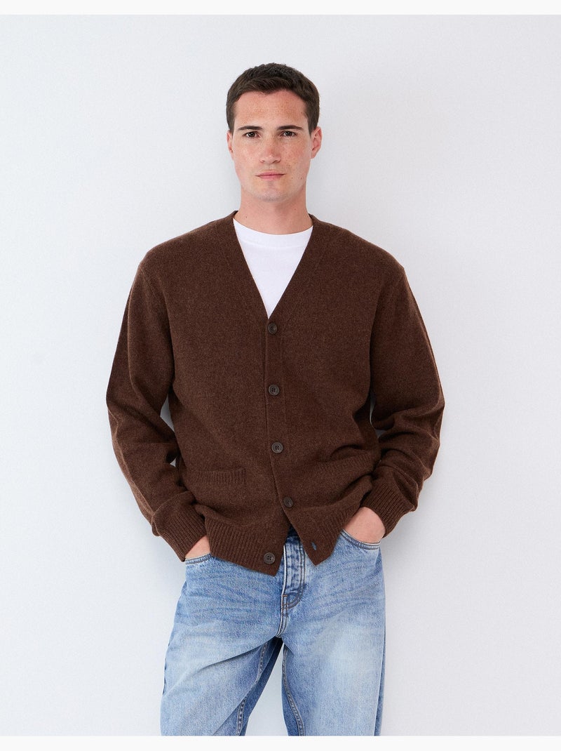Veste tricotée avec mélange de laine, mo fashion Marron - Kiabi