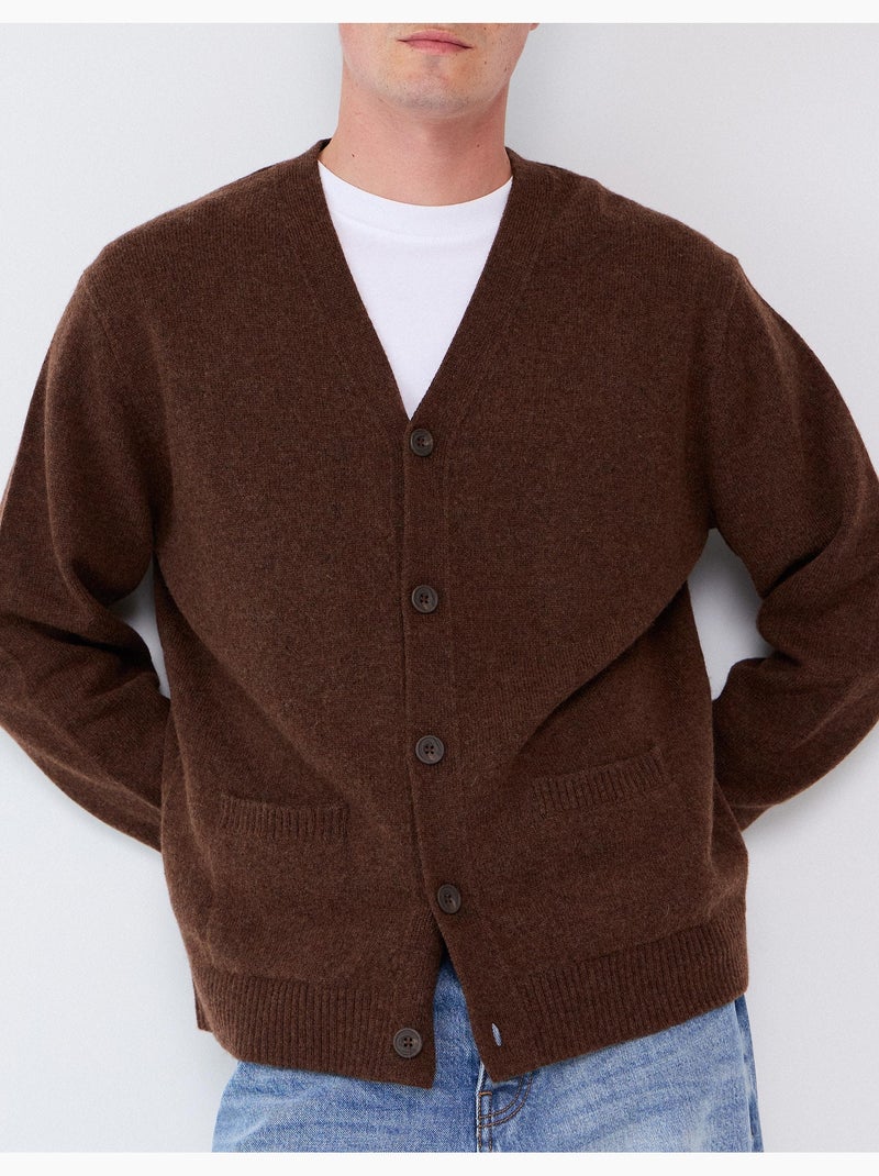 Veste tricotée avec mélange de laine, mo fashion Marron - Kiabi
