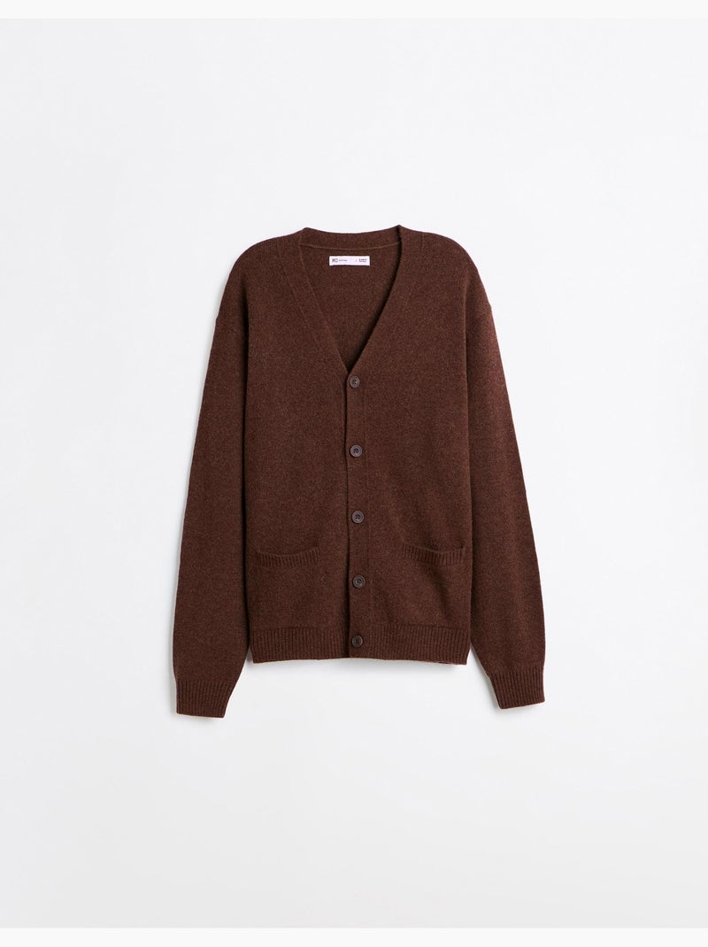 Veste tricotée avec mélange de laine, mo fashion Marron - Kiabi