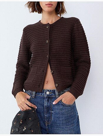 Veste tricotée texturée, mo fashion