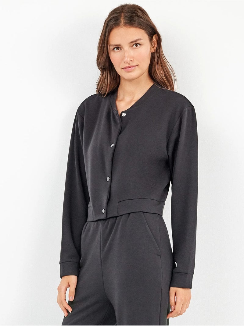 Veste type bomber boutons avant Noir - Kiabi