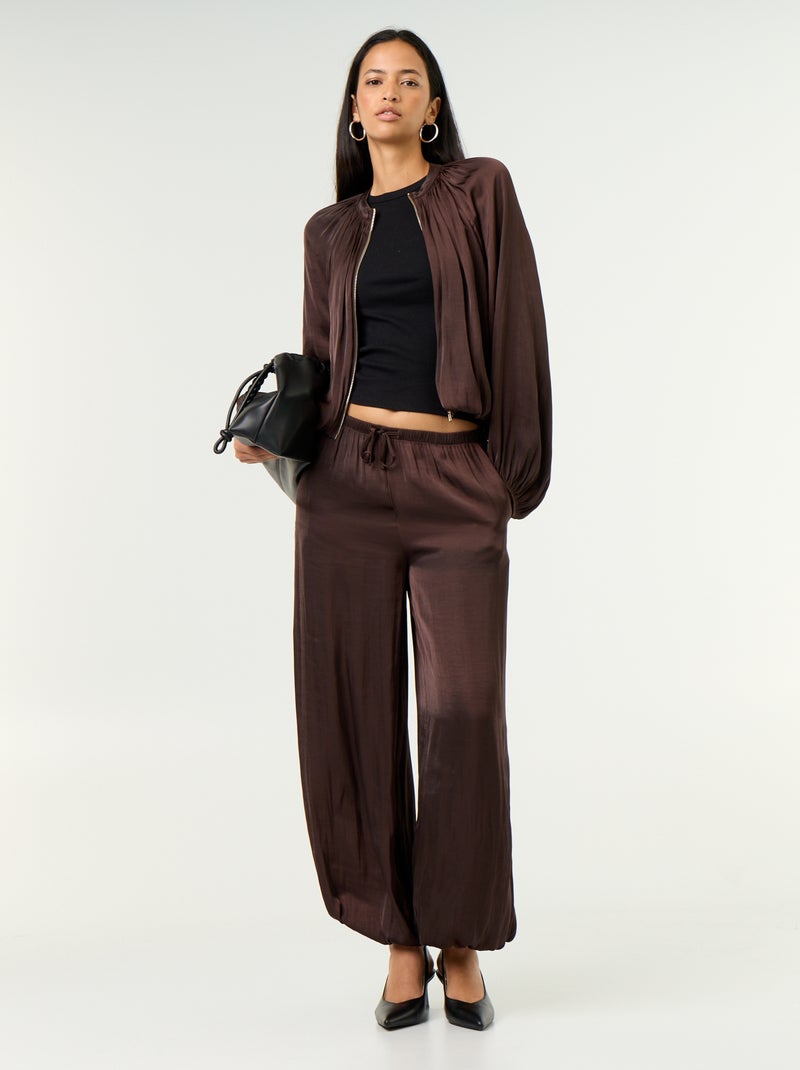 Veste unie satinée forme boule Marron - Kiabi