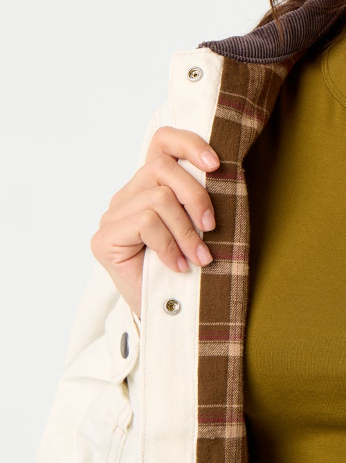 Veste workwear en denim et col velours - Kiabi