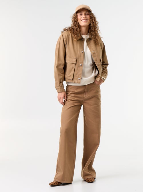 Veste workwear en denim et col velours - Kiabi