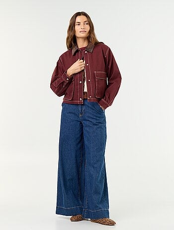 Veste workwear en denim et col velours