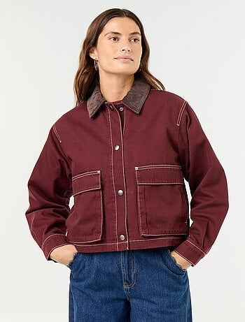 Veste workwear en denim et col velours