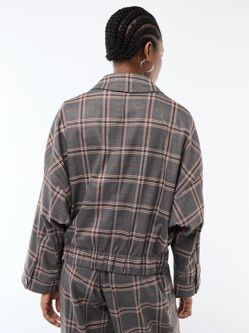 Veste zippée à carreaux poche plaquée - Kiabi